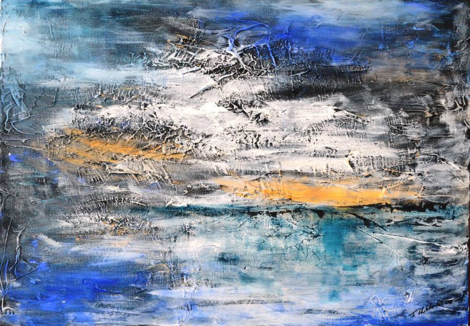 Dette bildet har jeg kalt Håp. Det viser en mørk himmel, men med solglimt som gir håp.
